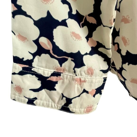 Skies Are Blue Kaulin Relaxed Floral Button Down Top White Blush Navy Print | PL - Picture 9 of 16